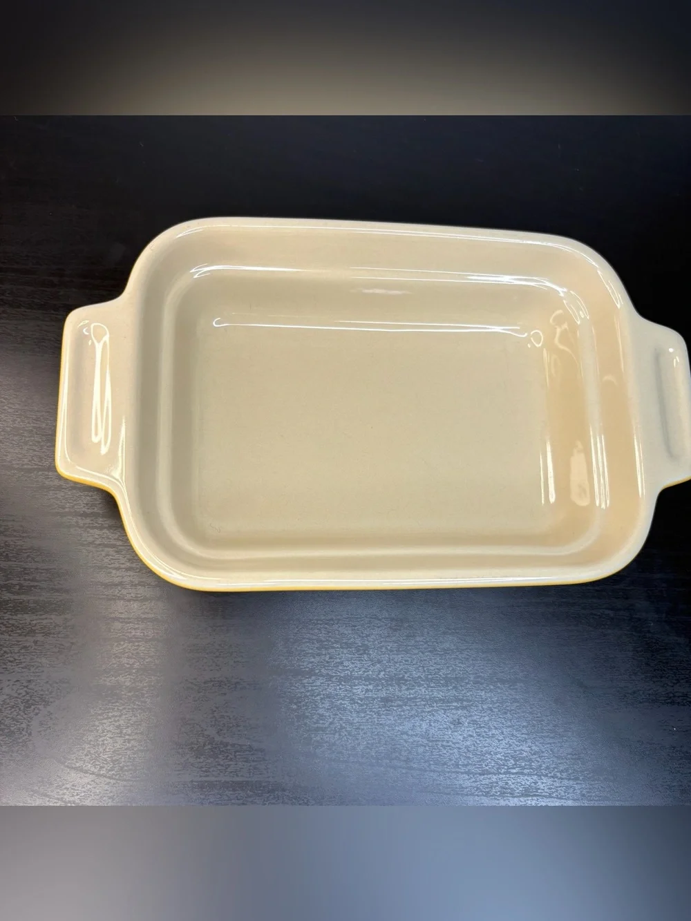 Le Creuset Yellow Stoneware Small Baking Dish Ceramic Kitchen Casserole Rare